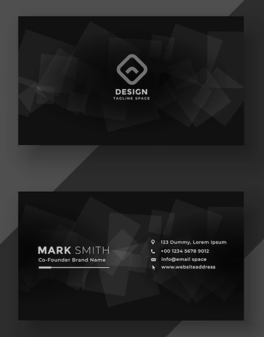 Black Business Card Design With Abstract Shapes
