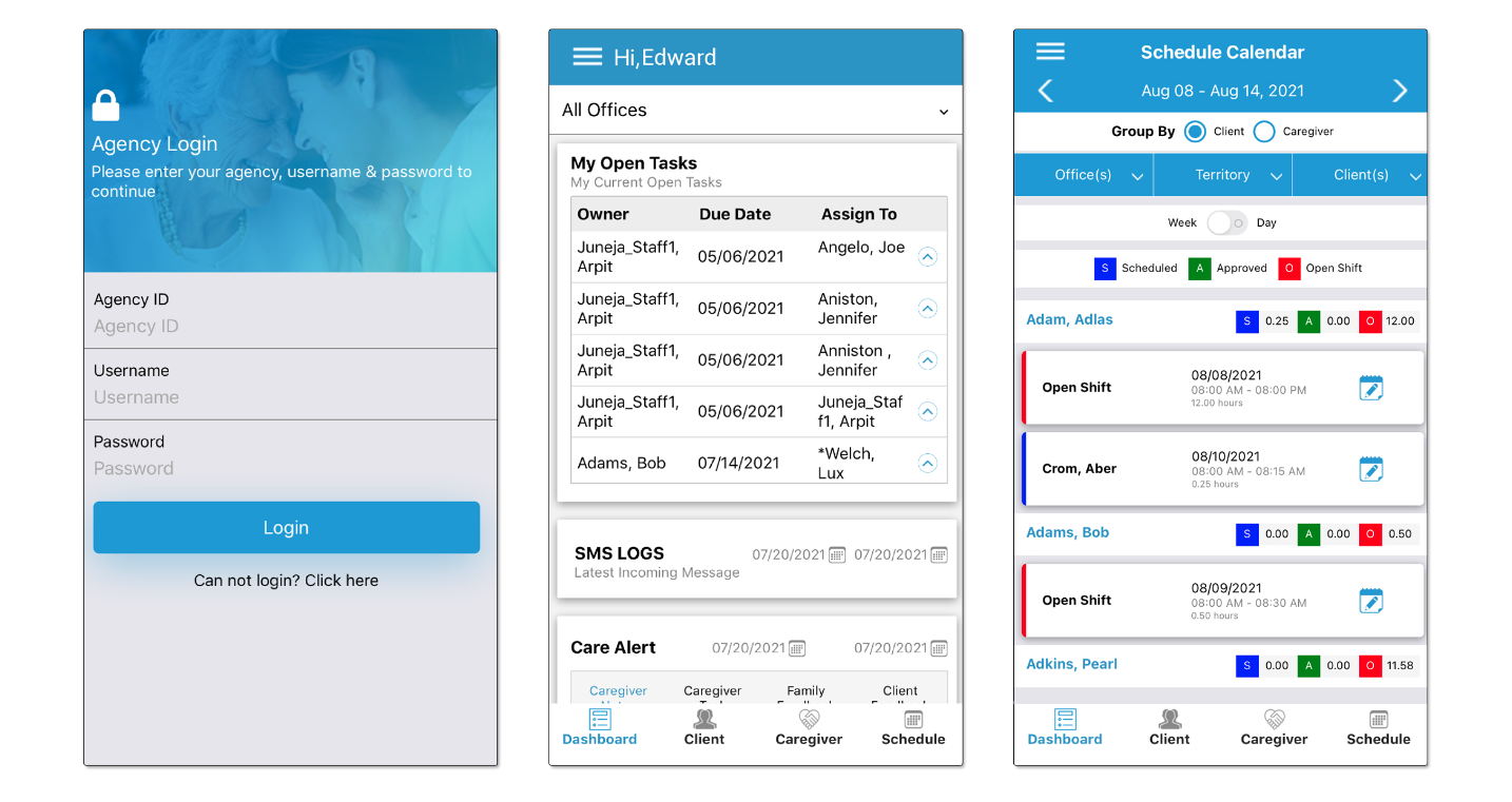 user interface of caresmartz360