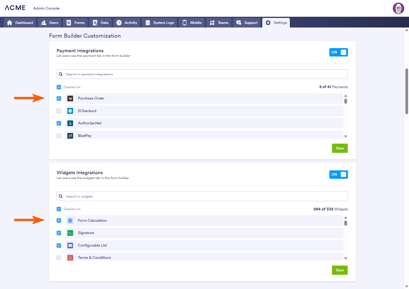 Zahlungen und Widgets Formular Generator Anpassung in Jotform Enterprise
