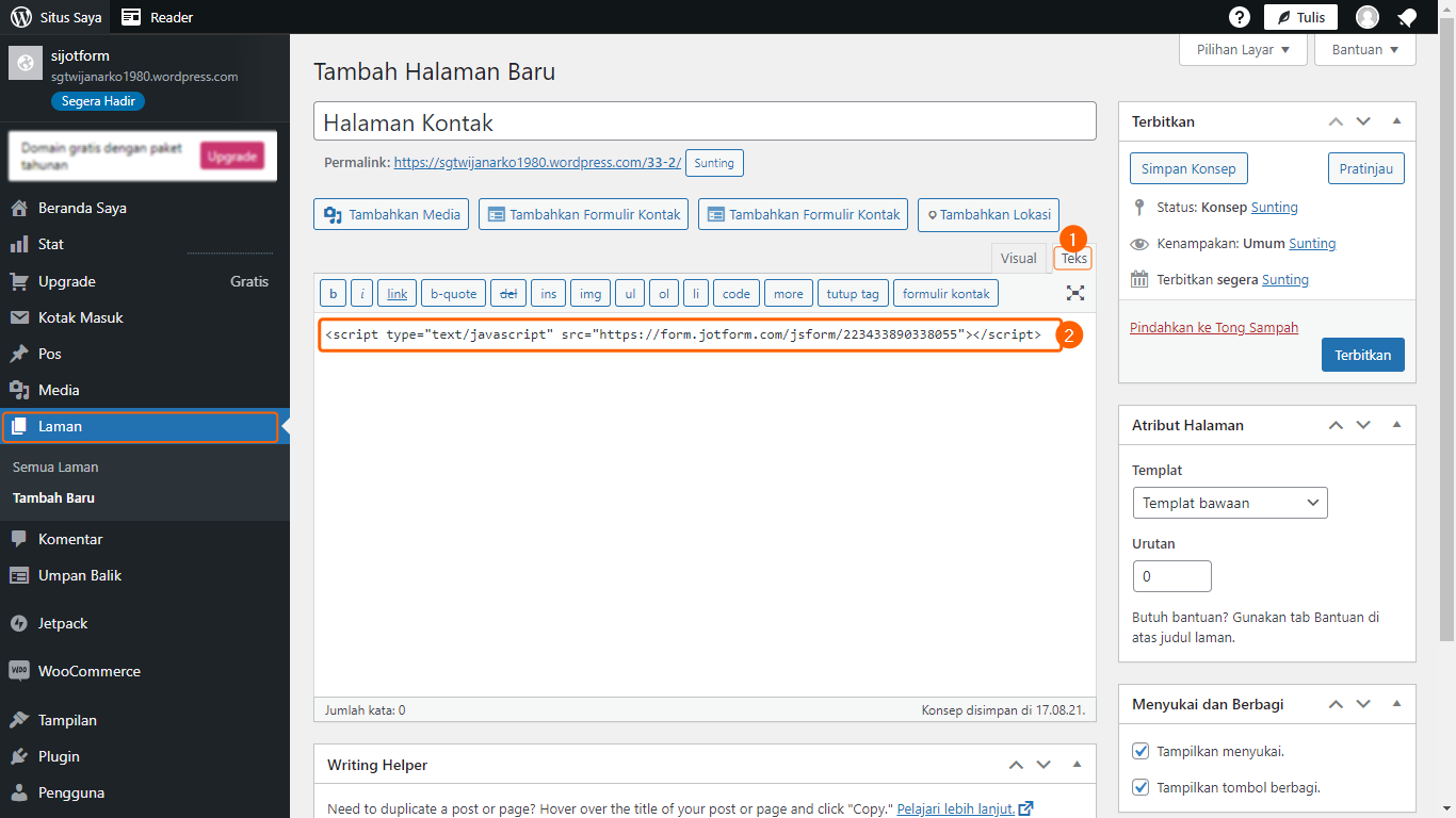 Menambahkan Formulir ke WordPress