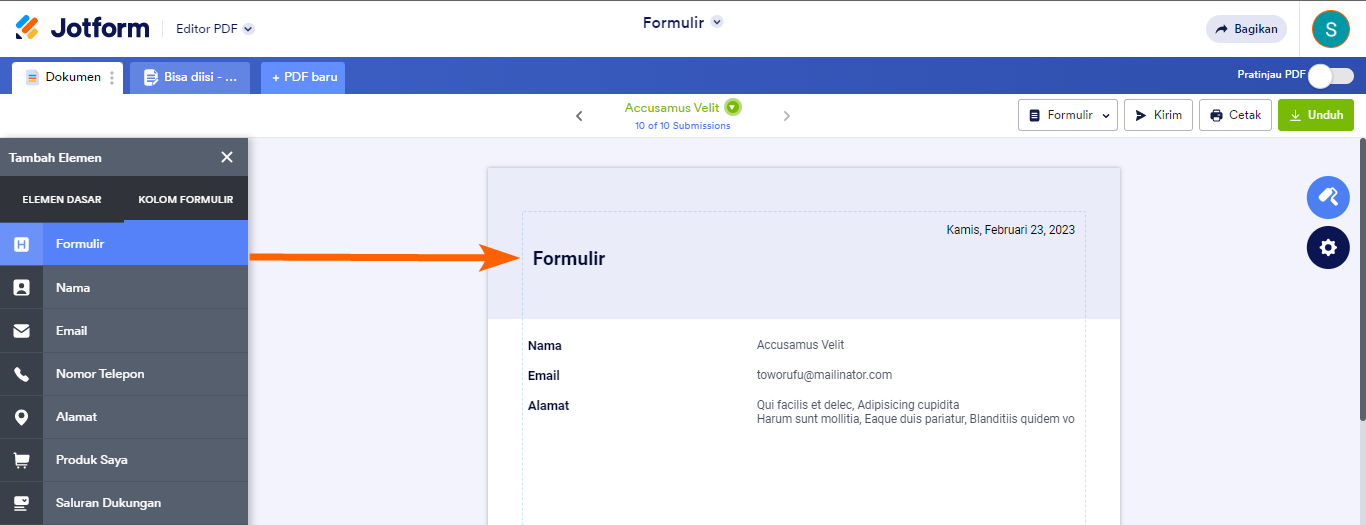 Cara untuk menampilkan Header dan Teks di PDF 