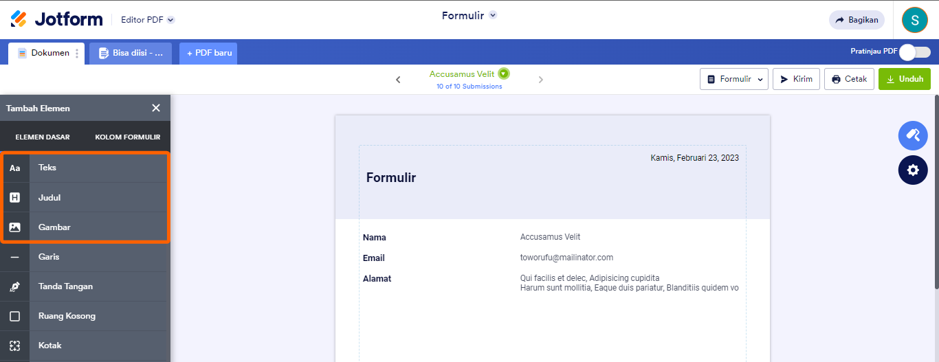 Cara untuk menapilkan Header dan Teks di PDF