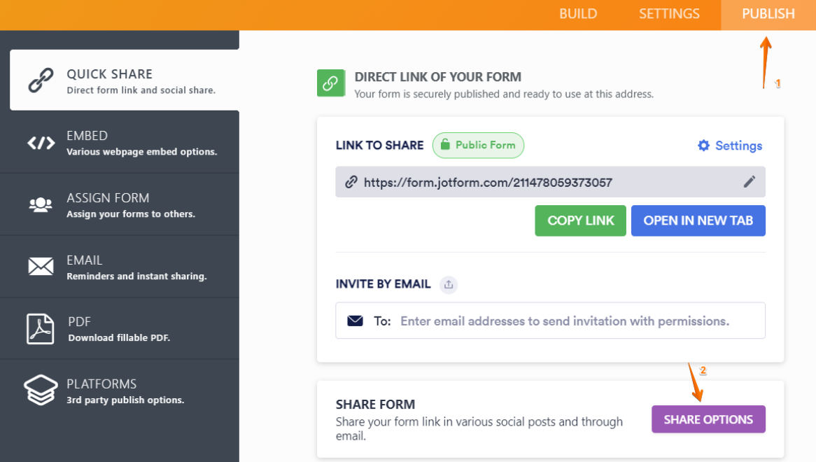 how to share your Jotform form on Facebook