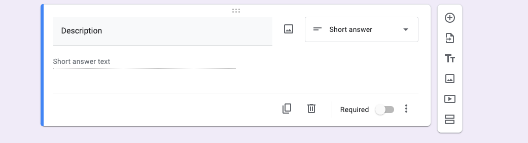 Screenshot of blank short answer Google Forms question
