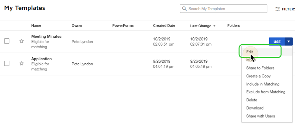 A person editing a template in DocuSign, customizing it to better suit their needs by modifying the document like a regular file