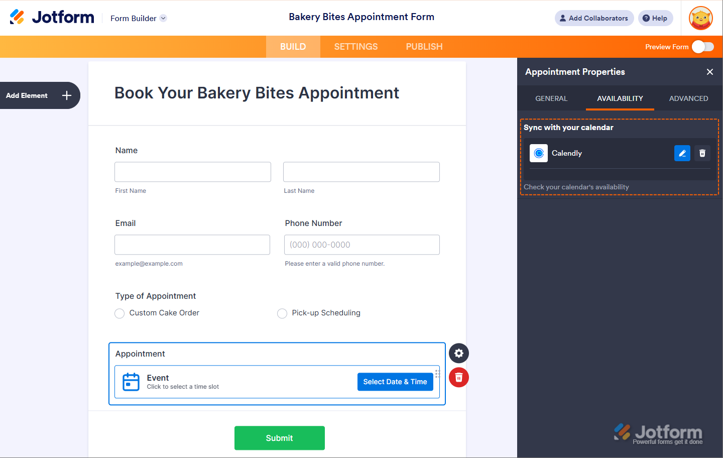 Calendly successfully integrated with Appointment field in Jotform