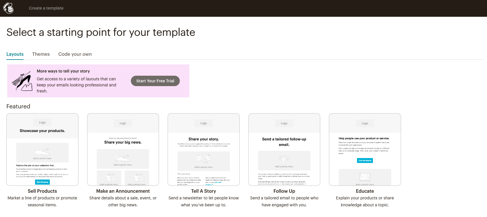 template page for mailchimp