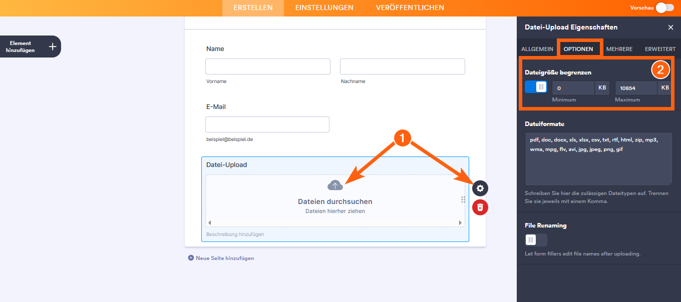 Ändern des Größenlimits für den Dateiupload Image-1