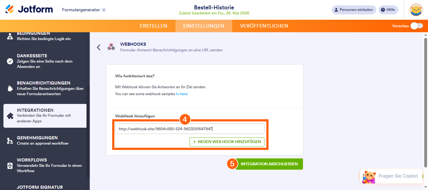 Wie Sie einen Webhook mit Jotform einrichtet Image-2