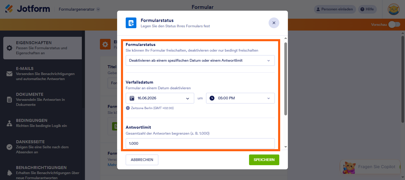 Wie Sie Zeit- und Antwortlimits zu Formularen hinzufügen Image-6