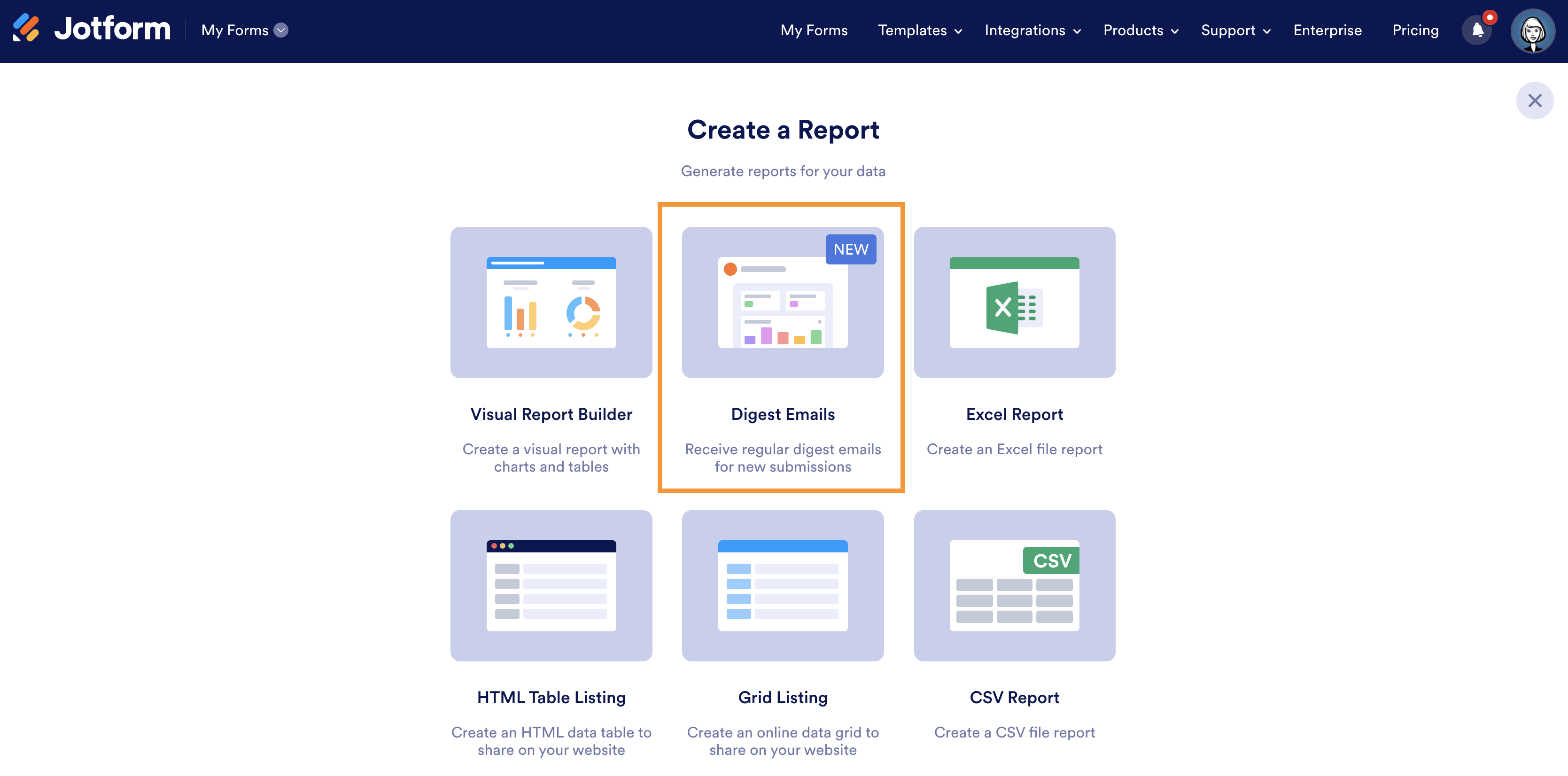 Screengrab highlighting a 'Reports' button at the top of the page