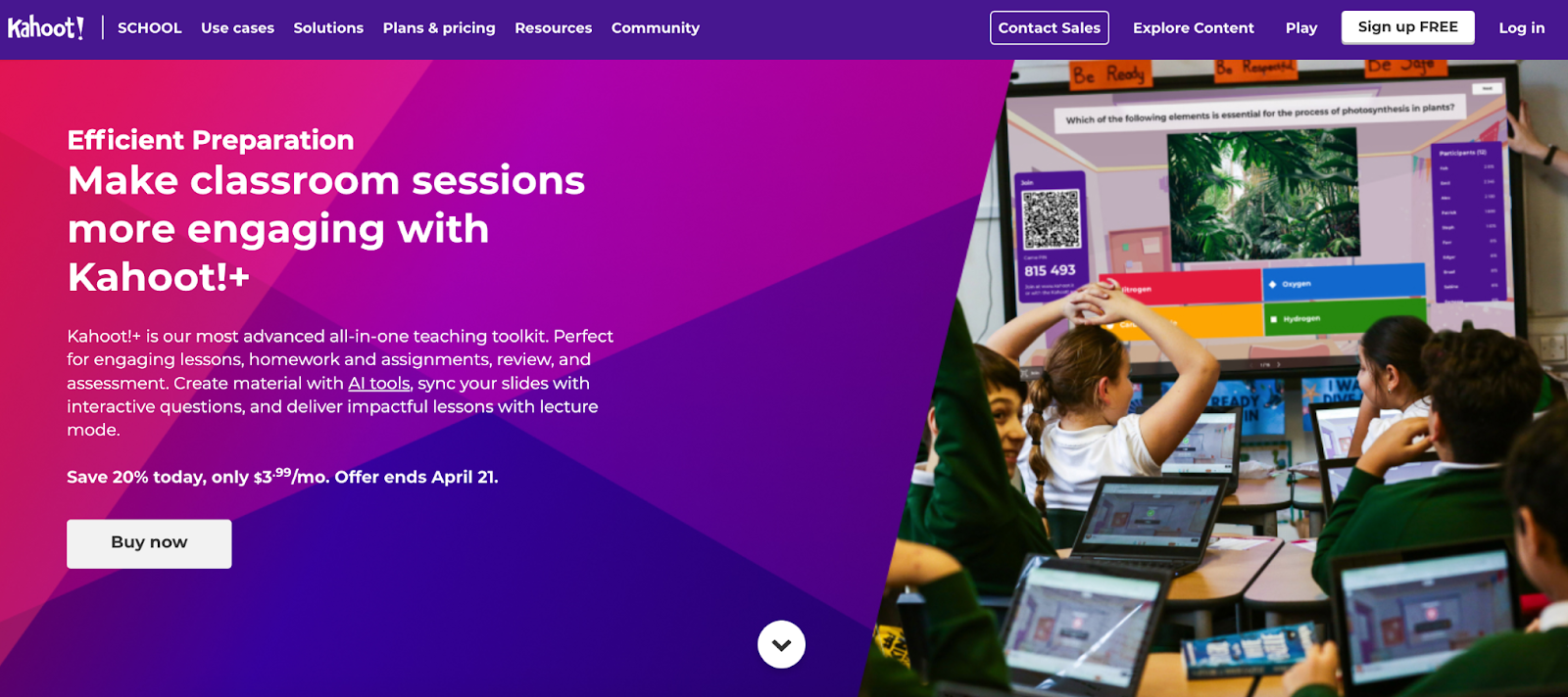 Kahoot! Landing Page
