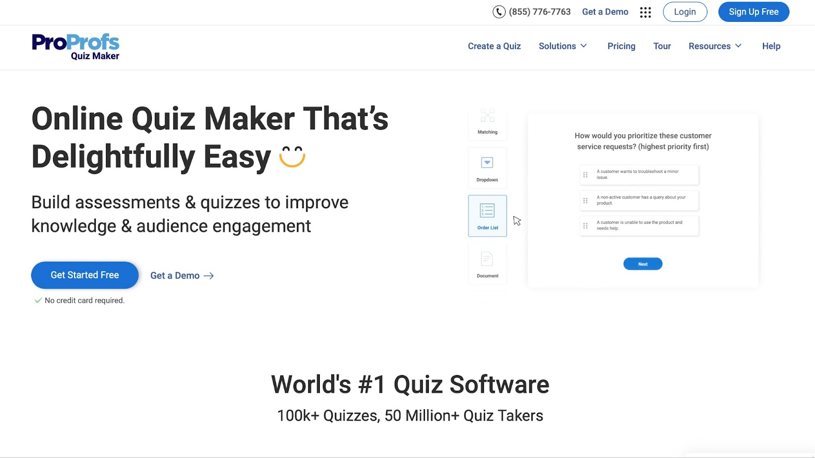proprofs quiz maker landing page