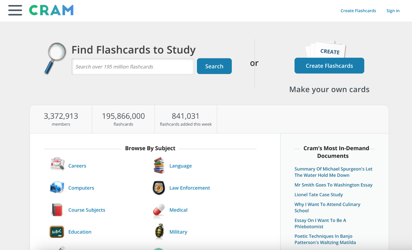 Cram Landing Page