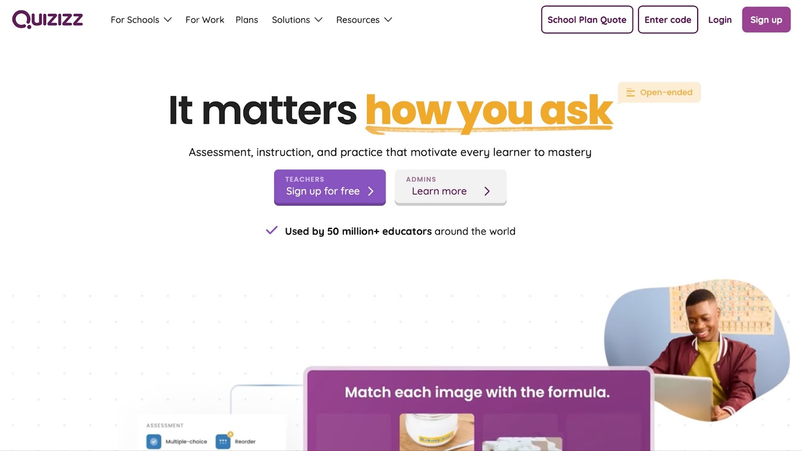 quizizz landing page