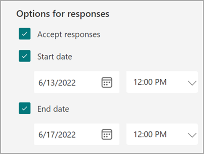 Image showing a user interface where users can select 'Start date' and 'End date', then enter the respective dates into the provided fields