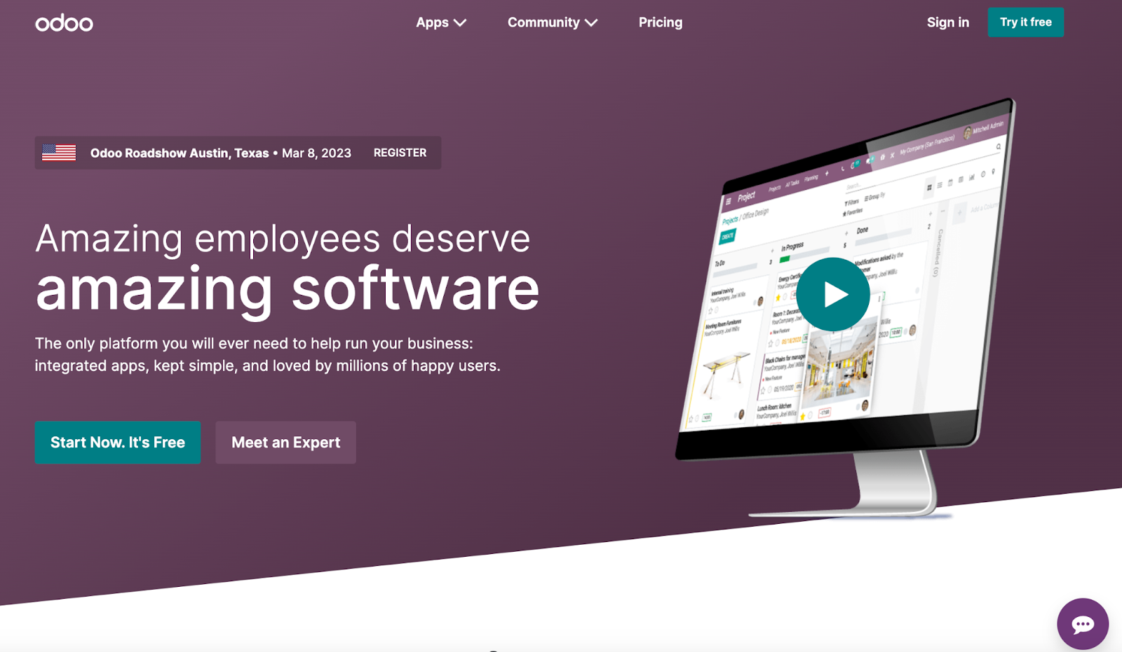 Odoo landing page