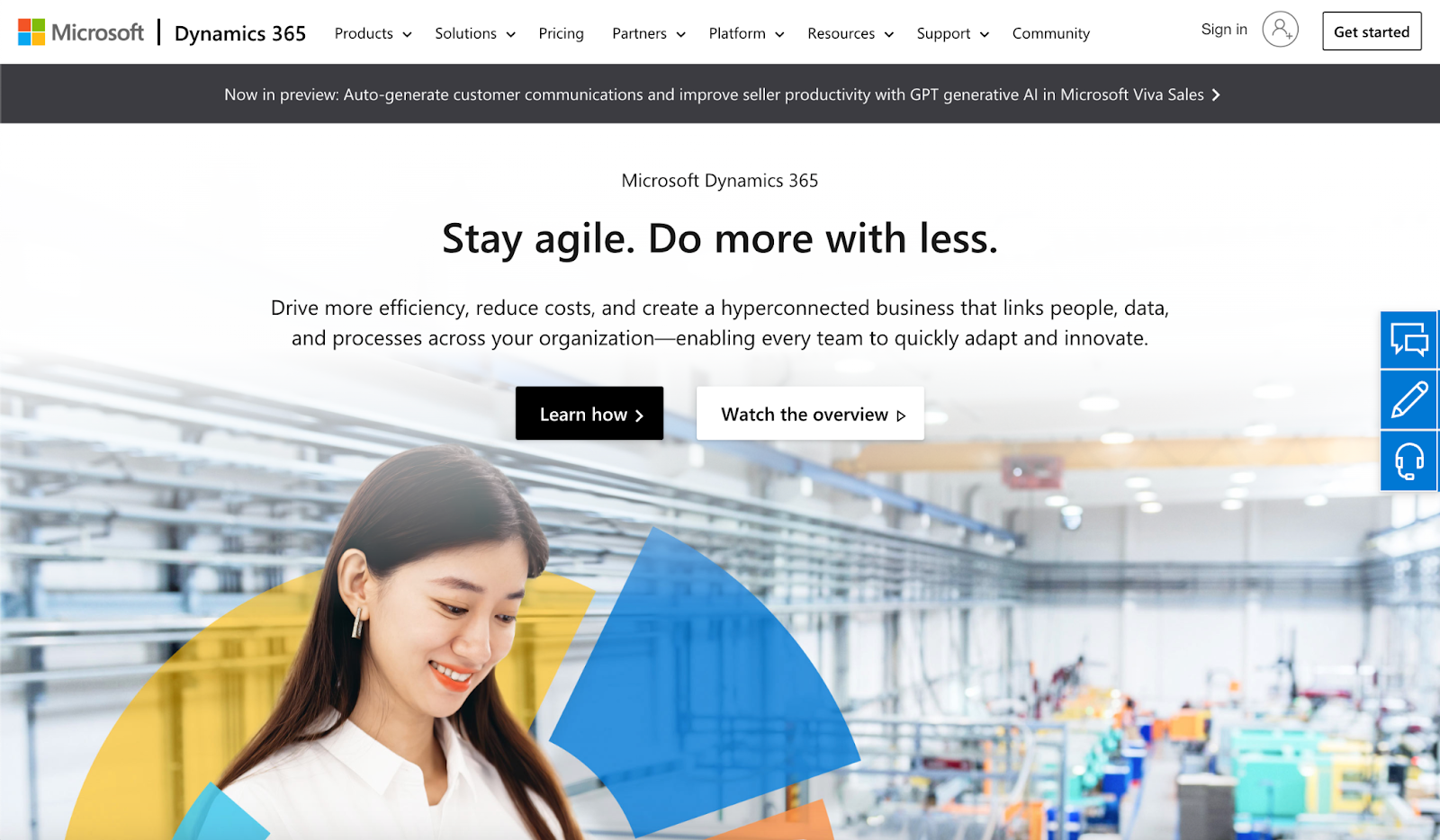 Microsoft Dynamics 365 landing page