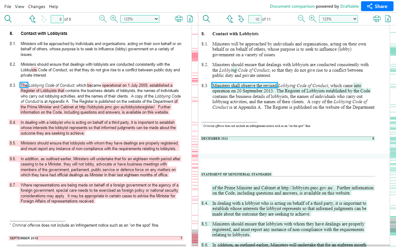 user interface of draftable