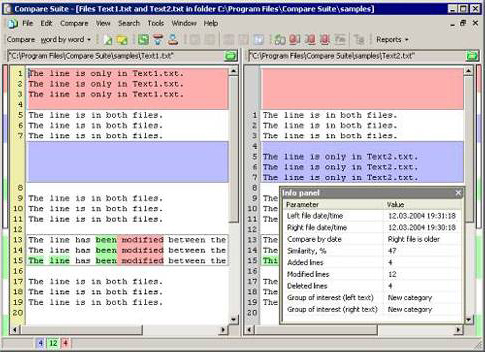 user interface of compare pdf