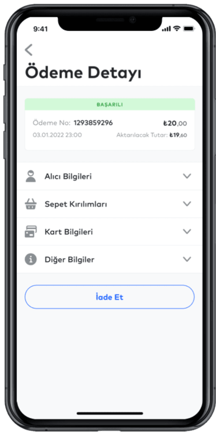 iyzico Ödeme Detayı Ekranı