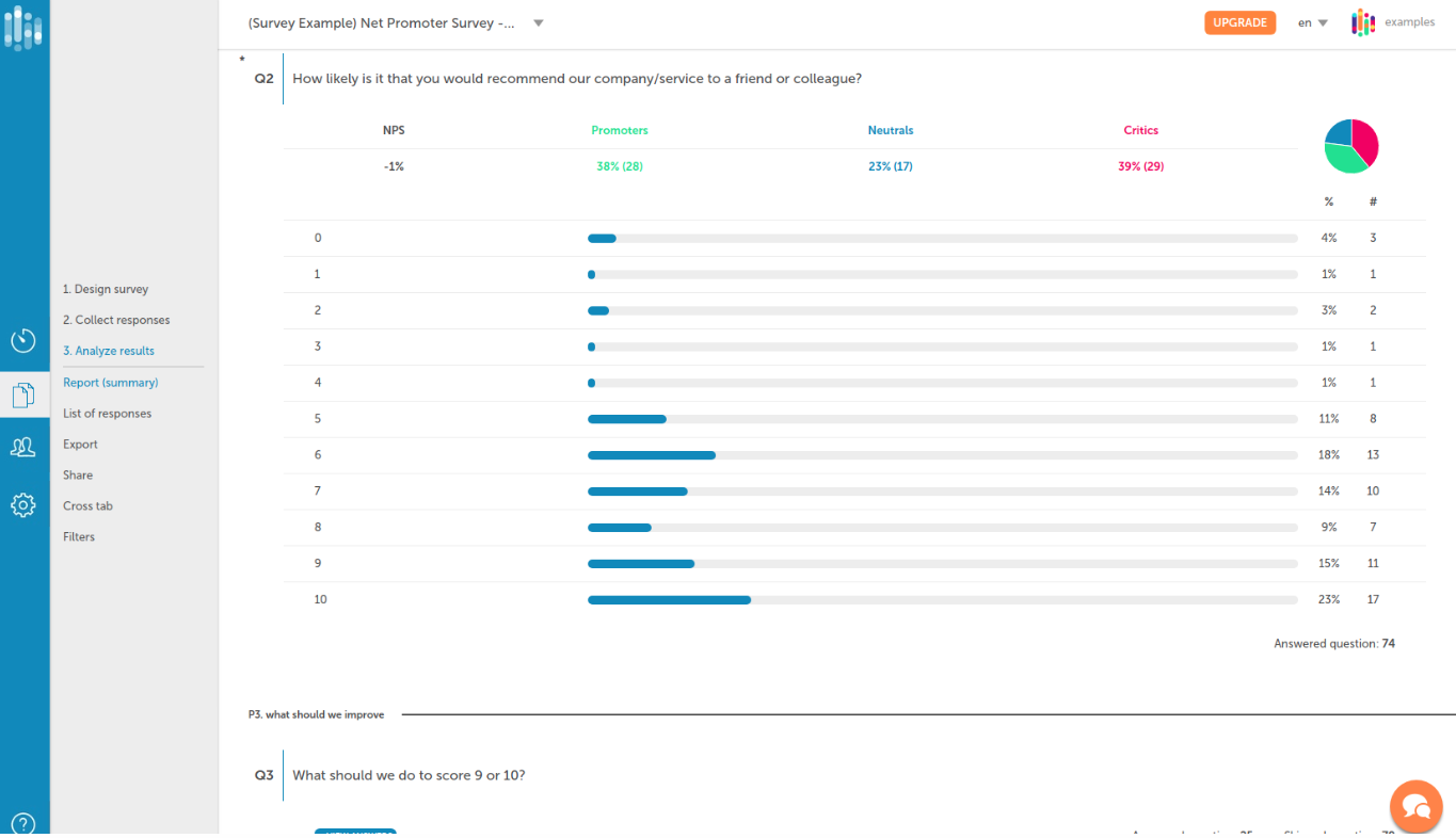user interface of surveylab