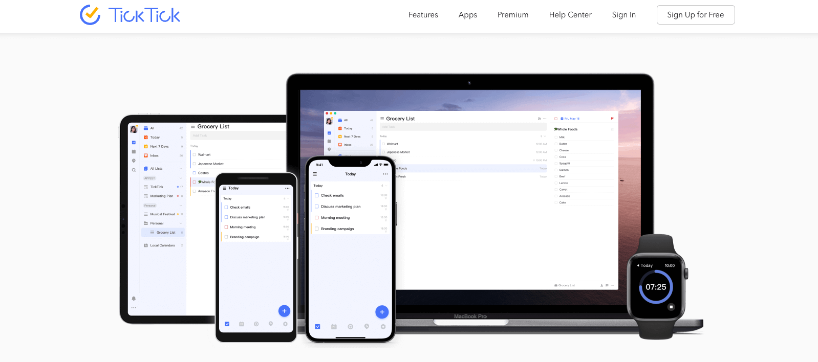 user interface of ticktick