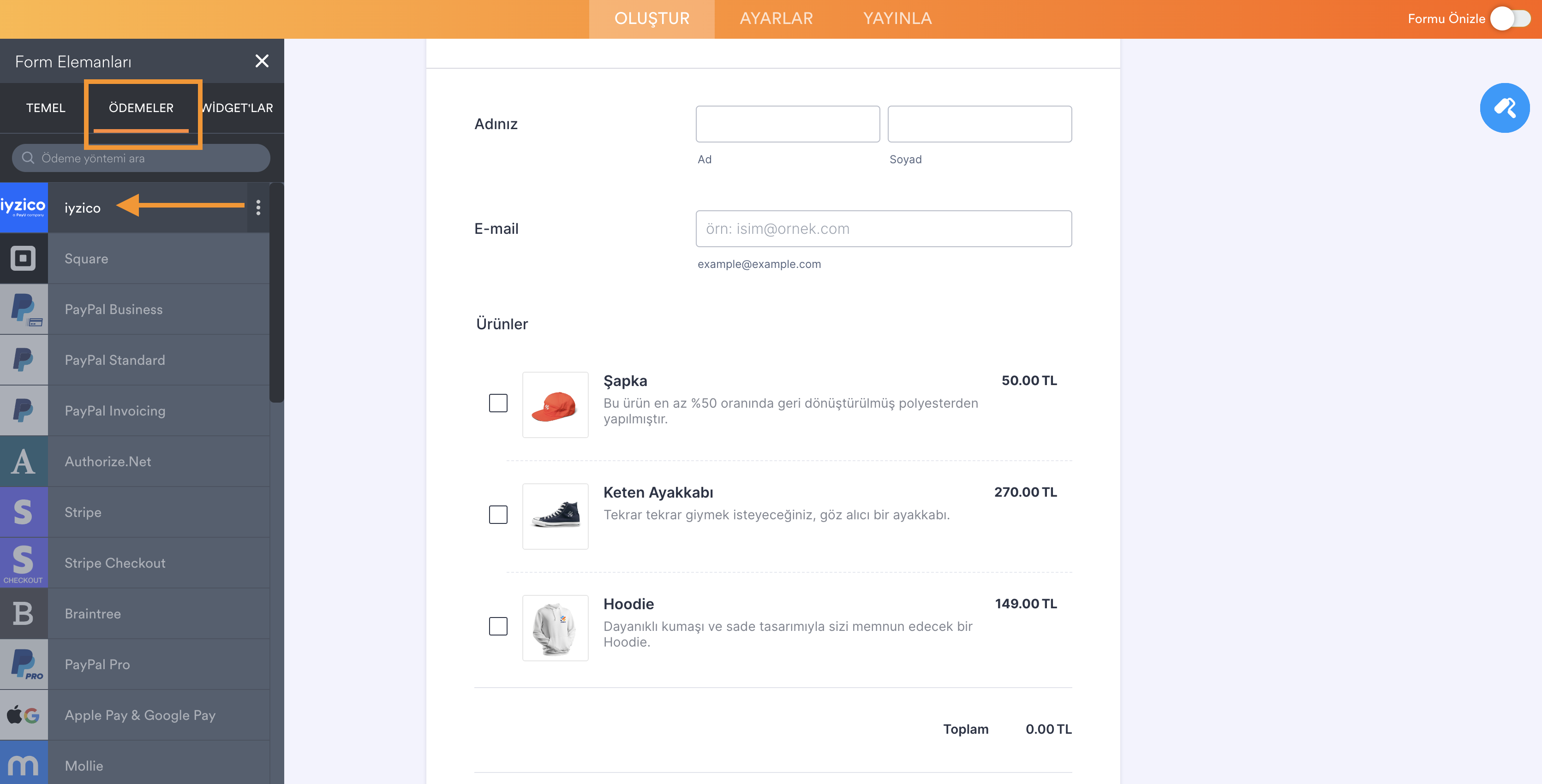Adding iyzico payment gateway in Turkish