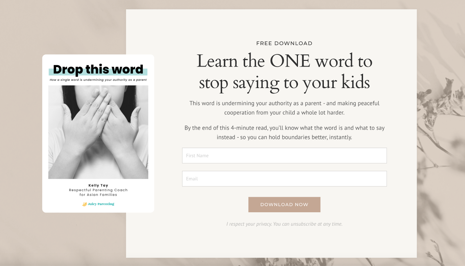 user interface of juicy parenting