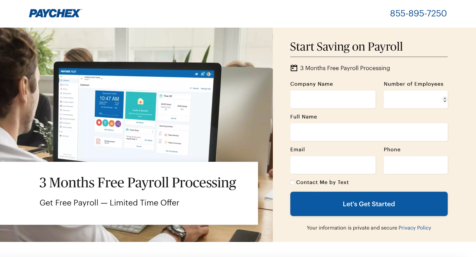 user interface of Paychex free trial