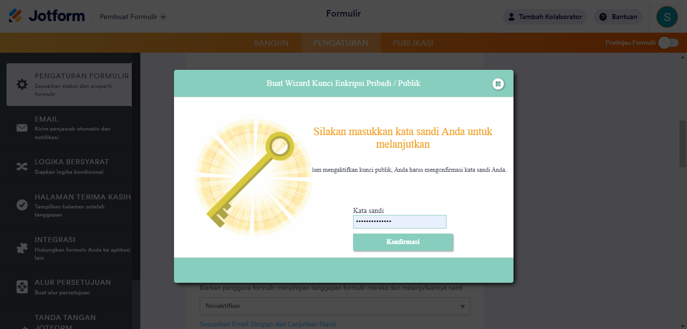 Fase Verifikasi Enkripsi di Pembangun Formulir Jotform