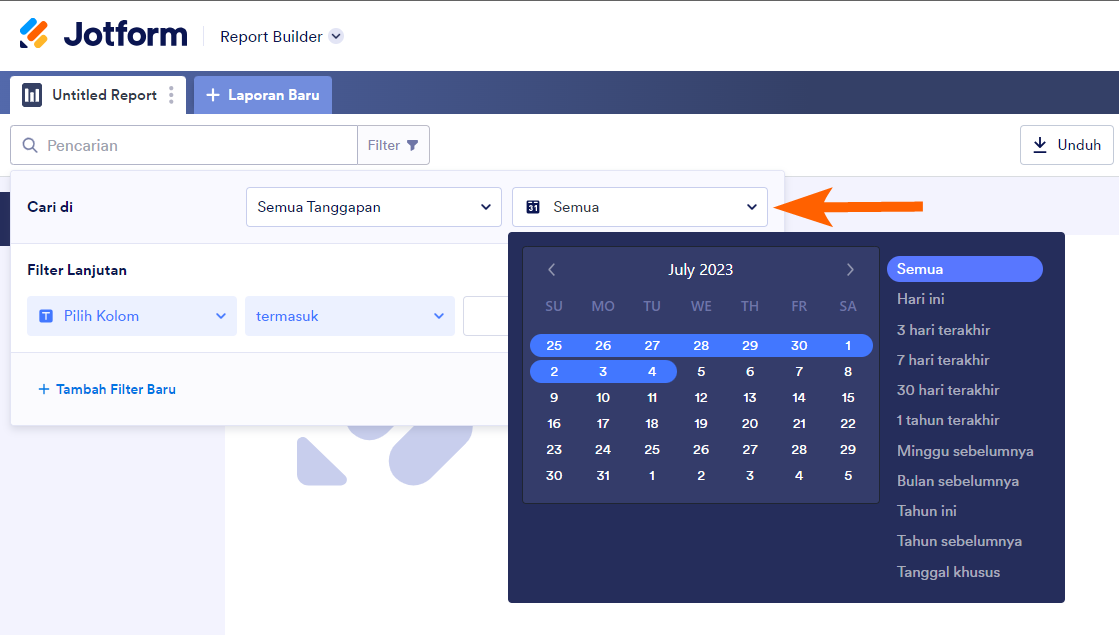 Gambar-4 Cara Menggunakan Filter Laporan Visual