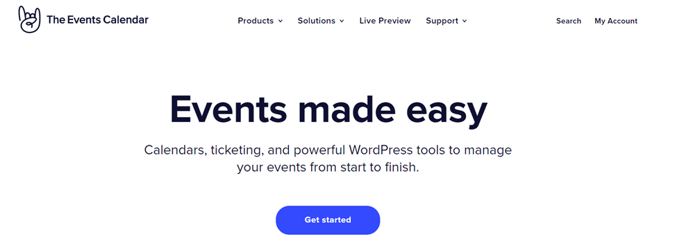 the events calendar landing page