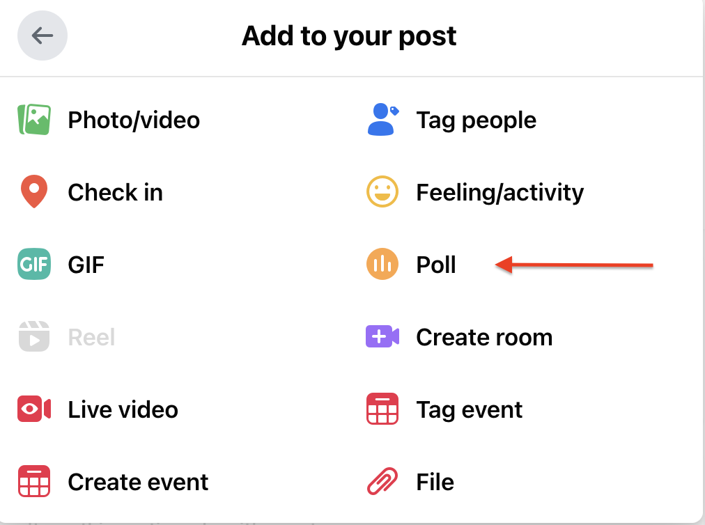 Image of a Facebook group's posting interface showing the 'Start a new post' and 'Add a poll' options