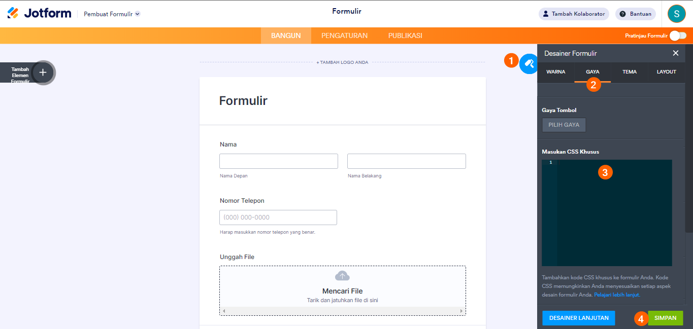 Menggunakan kode CSS untuk spasi