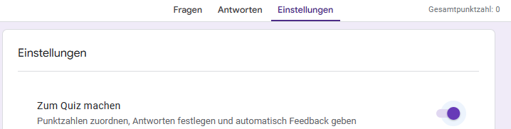 Google Formulare Einstellung