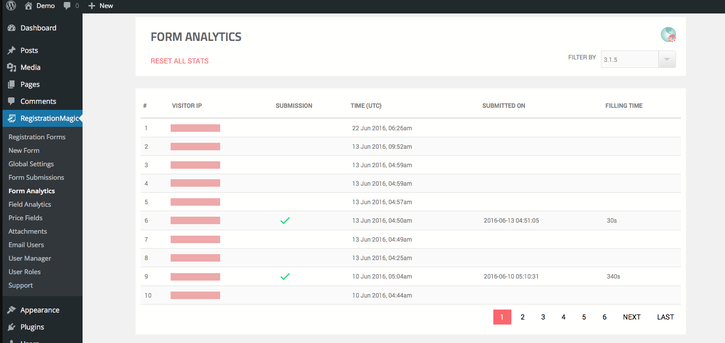 user interface of registrationmagic