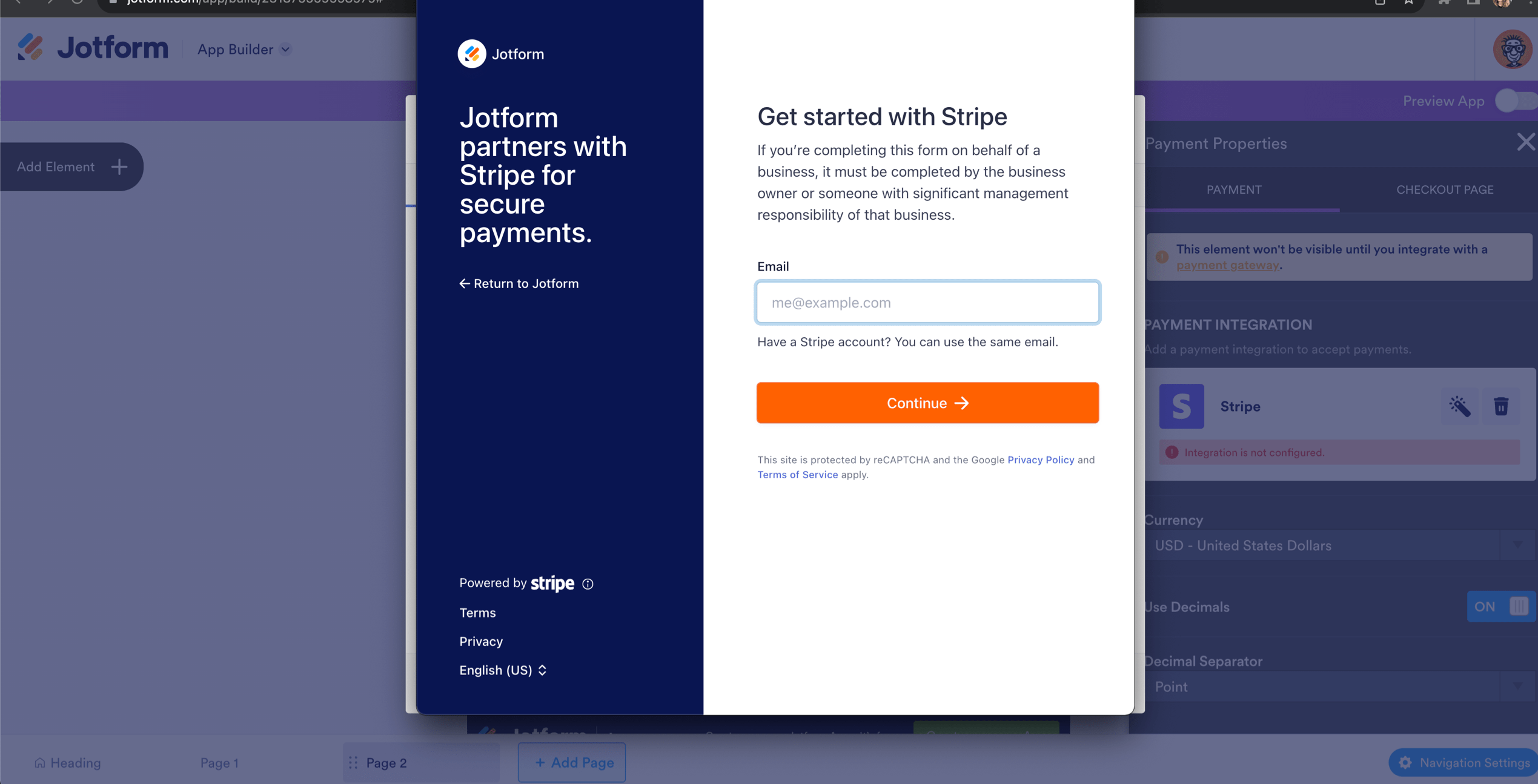 Donation App Payment Integrations Stripe Login Page