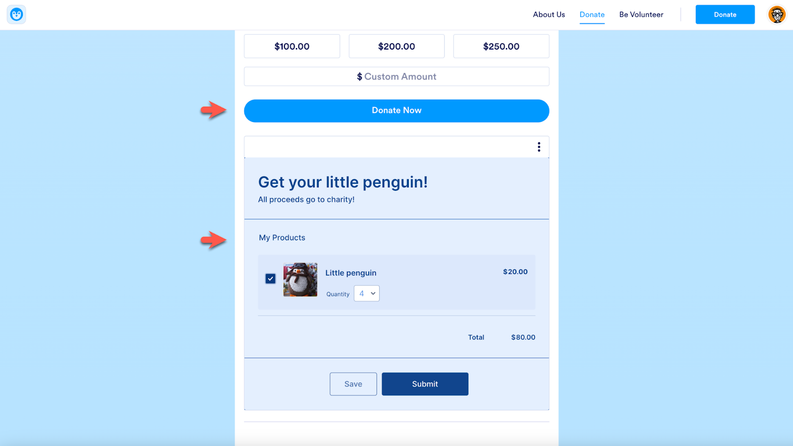 Screenshot emphasizing the 'Show form' toggle