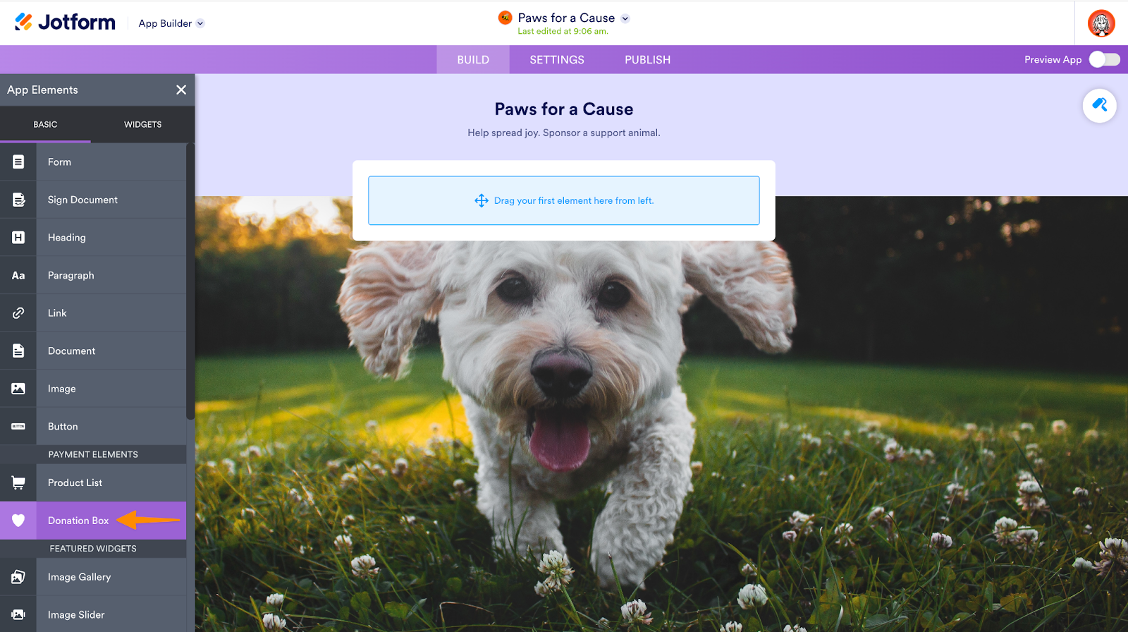 Screenshot of the 'App Builder' interface