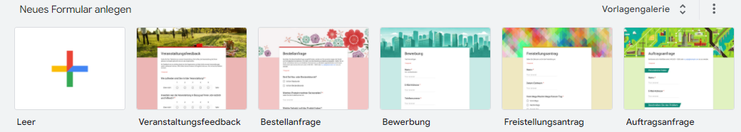 Ein Screenshot einer Website mit verschiedenen Farbvorlagen
