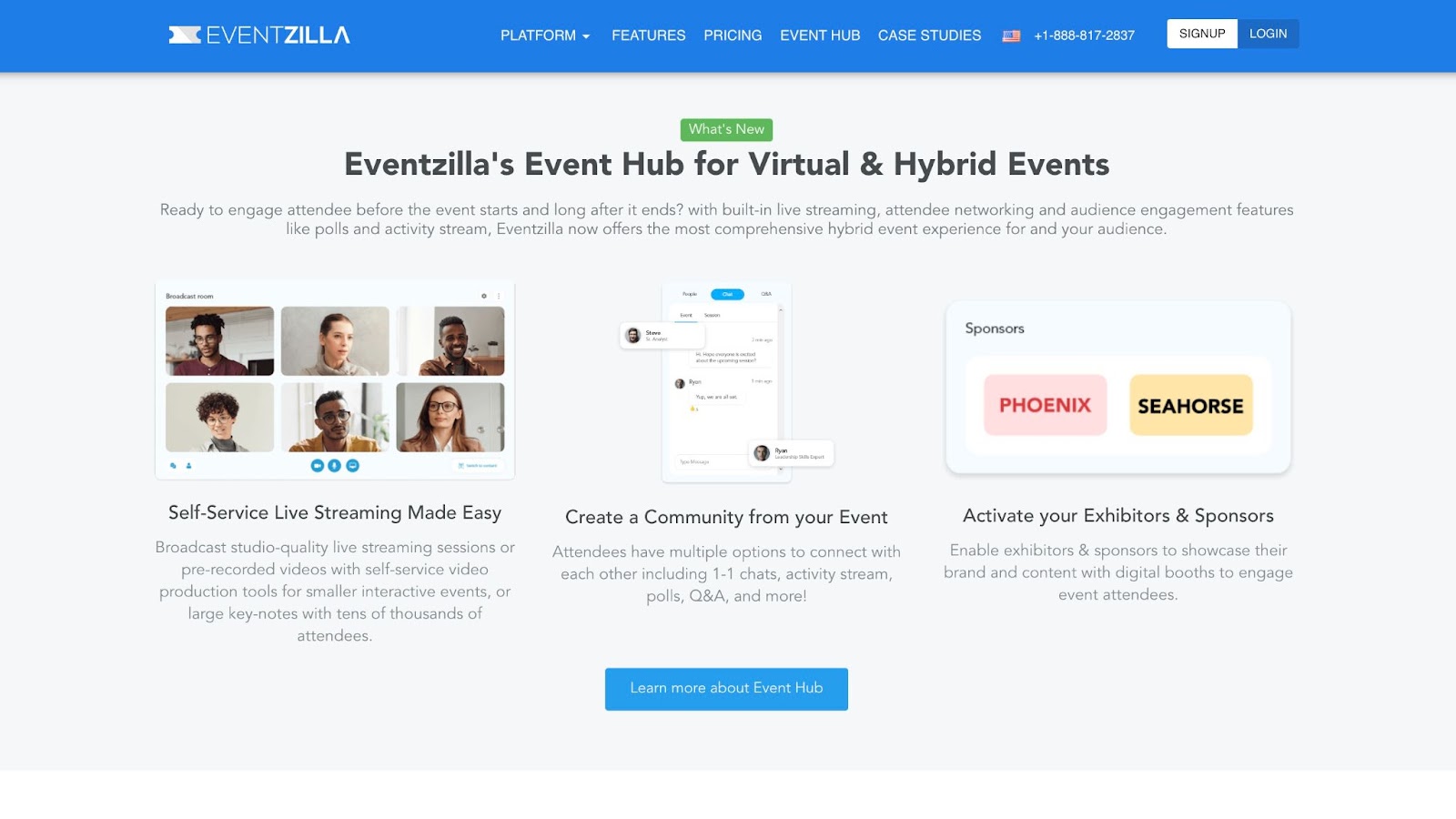 landing page of eventzilla