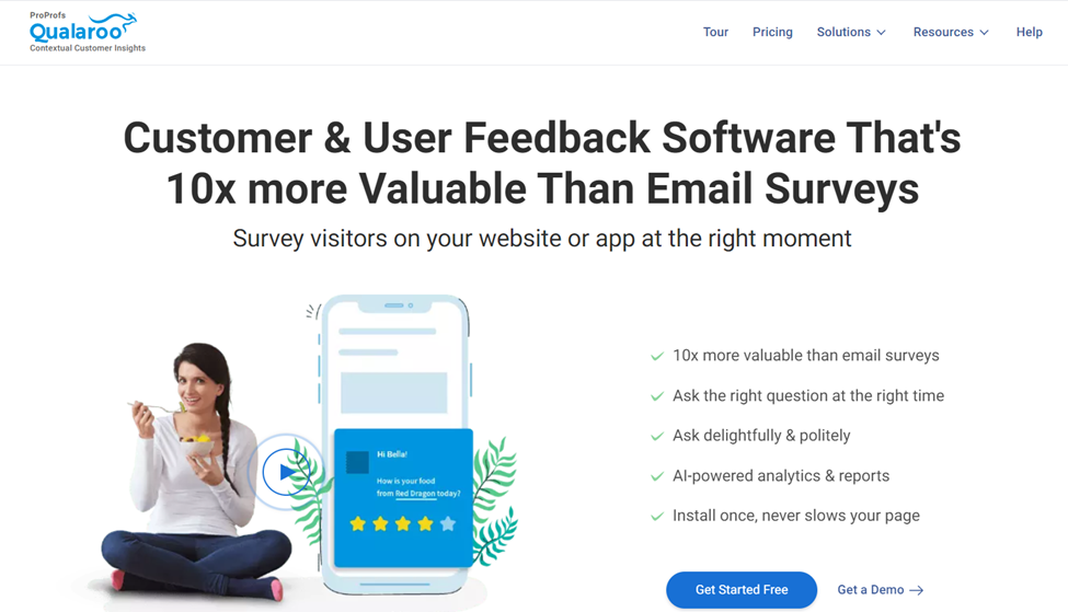 landing page of qualaroo