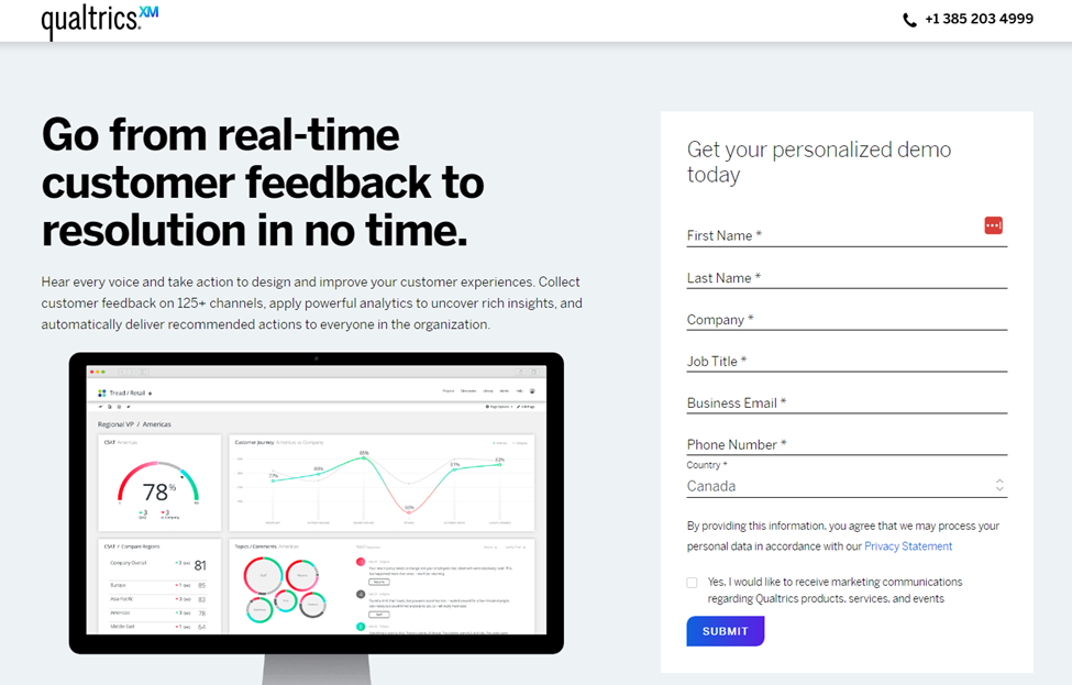 landing page of qualtrics