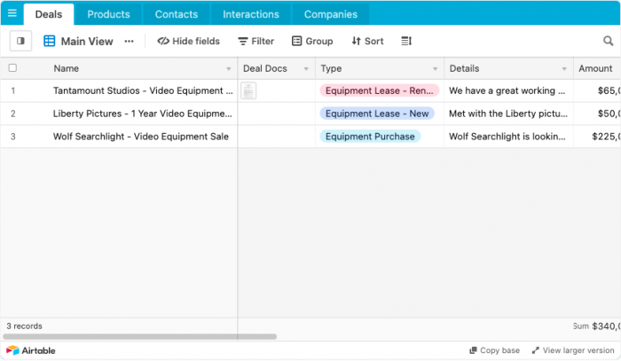 Airtable - Einfaches Vertriebs-CRM