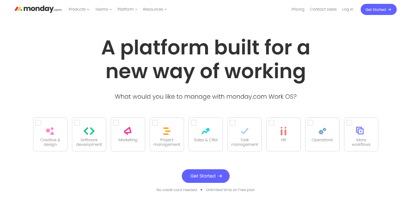 landing page of monday
