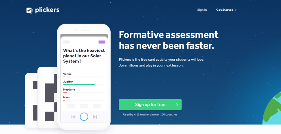 landing page of plickers