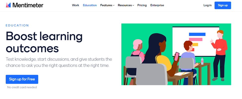 landing page of mentimeter