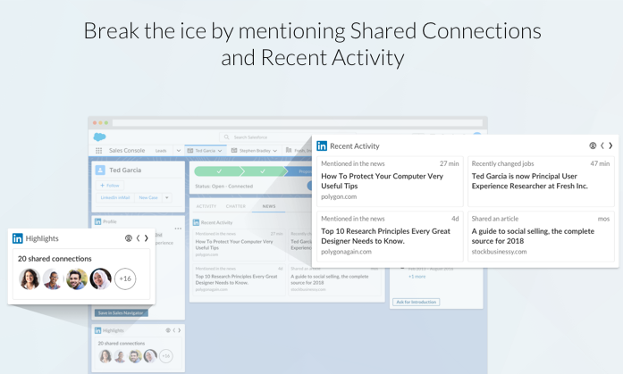 break the ice by mentioning shared connections and recent activity