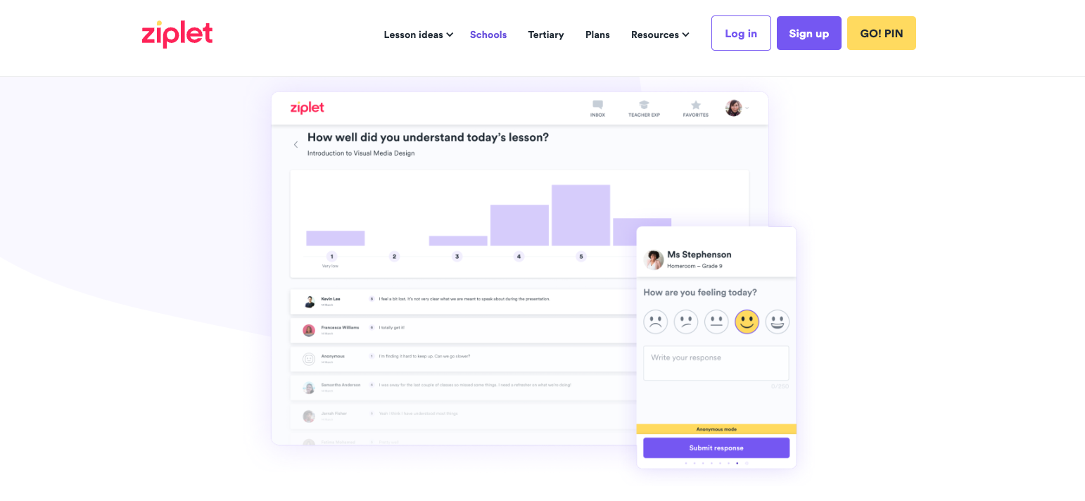 landing page of ziplet